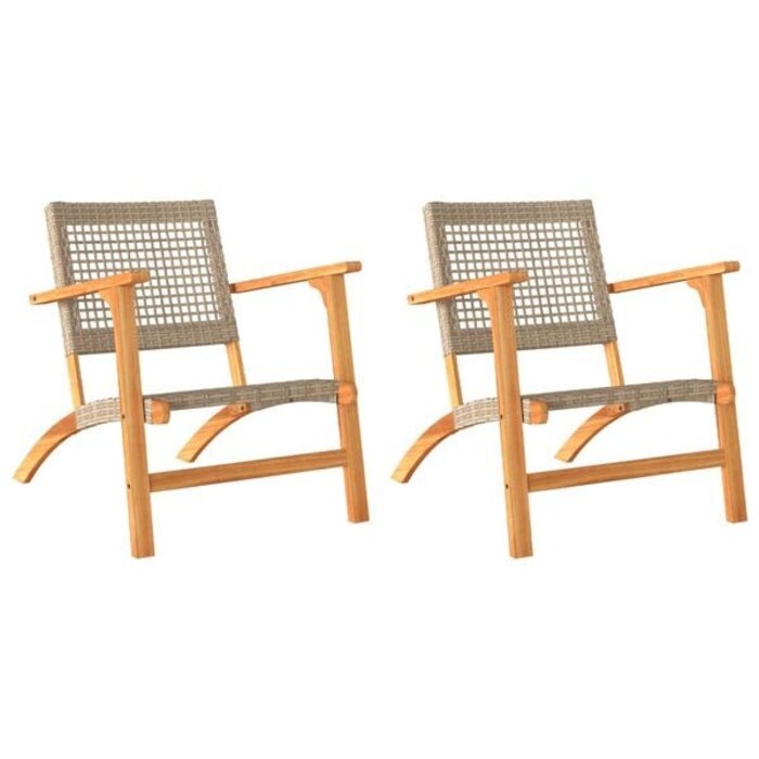 Vidaxl Gartenstühle 2er Set Poly-Rattan & Akazie - Jetzt bis zu 35% Rabatt sparen