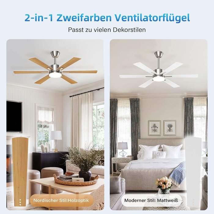 Deckenventilator mit Beleuchtung 132cm, DC-Motor, Holzoptik - bis zu 34% sparen