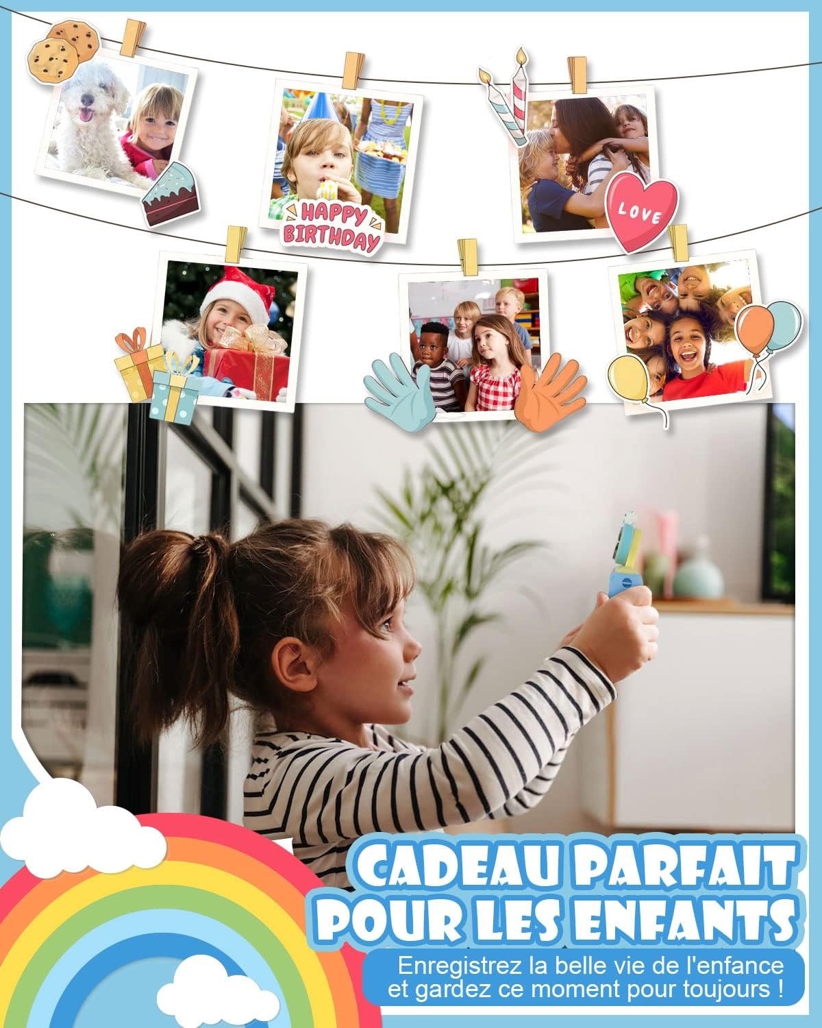 Kinder-Digitalkamera 1080P mit Selfie-Objektiv - Blau - bis zu 31% Rabatt