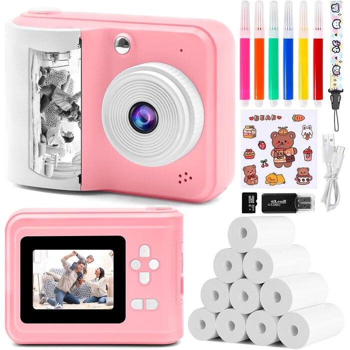 Digitale Kinderkamera mit Sofortdruck & 32GB - Pink - bis zu 32% günstiger