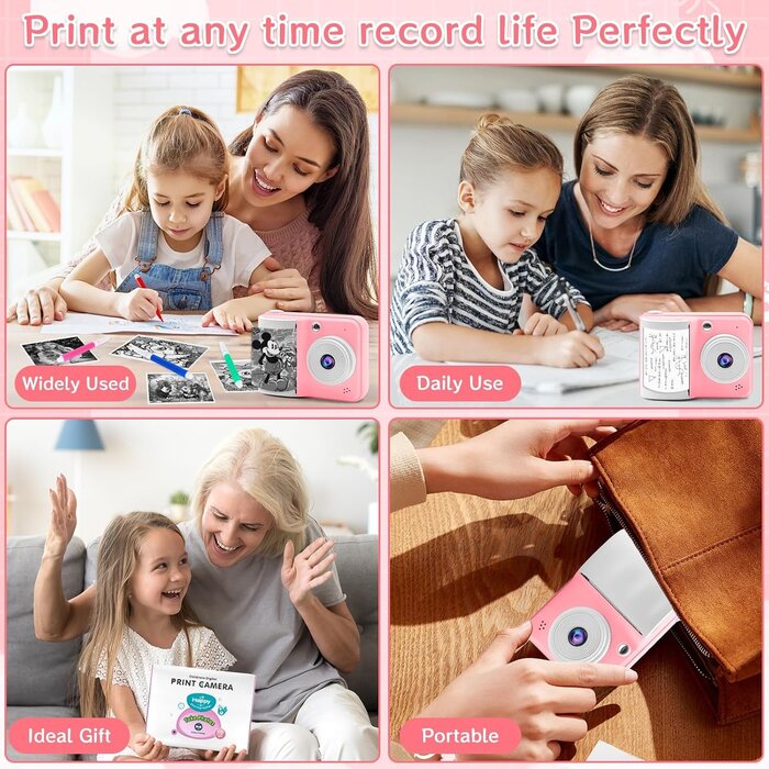 Digitale Kinderkamera mit Sofortdruck & 32GB - Pink - bis zu 32% günstiger