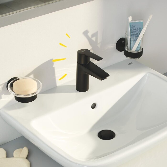 Waschtischarmatur Mattschwarz, 17 cm, wassersparend - bis zu 34% sparen