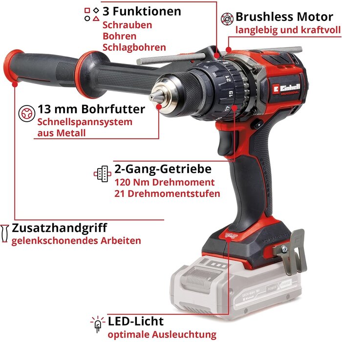 Profi Akku-Schlagbohrschrauber 18V 120Nm Bürstenlos - Outlet bis zu 35% Rabatt