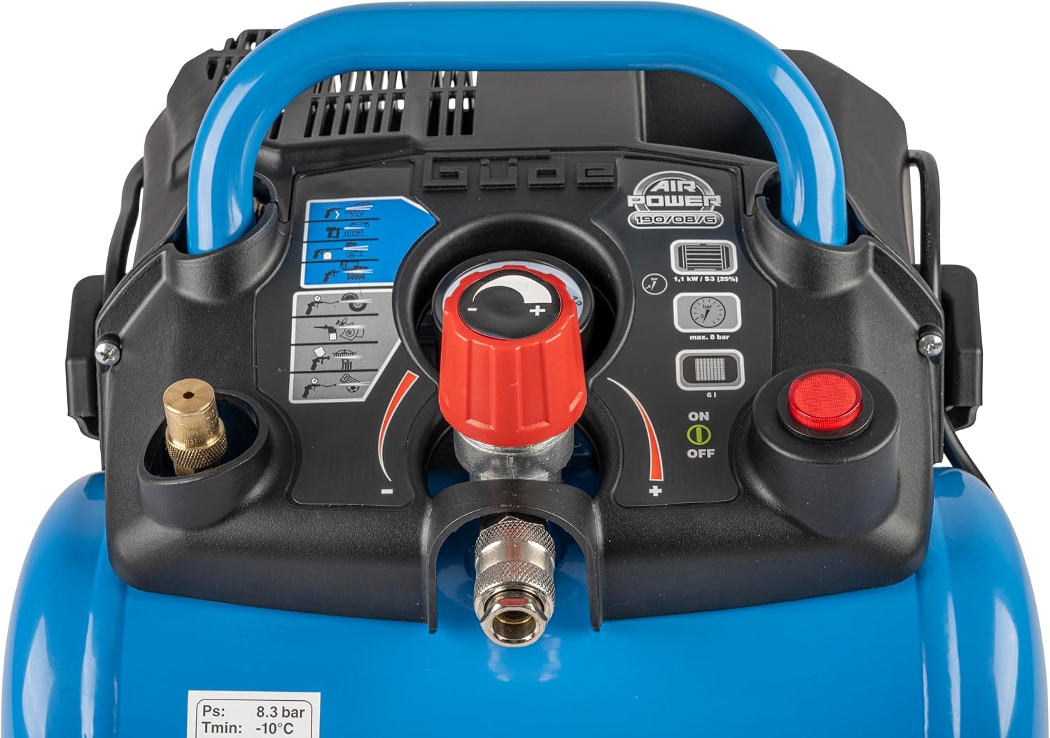 Luftkompressor 8 bar, 6 Liter - 1100W inkl. Zubehör - bis zu 34% Rabatt