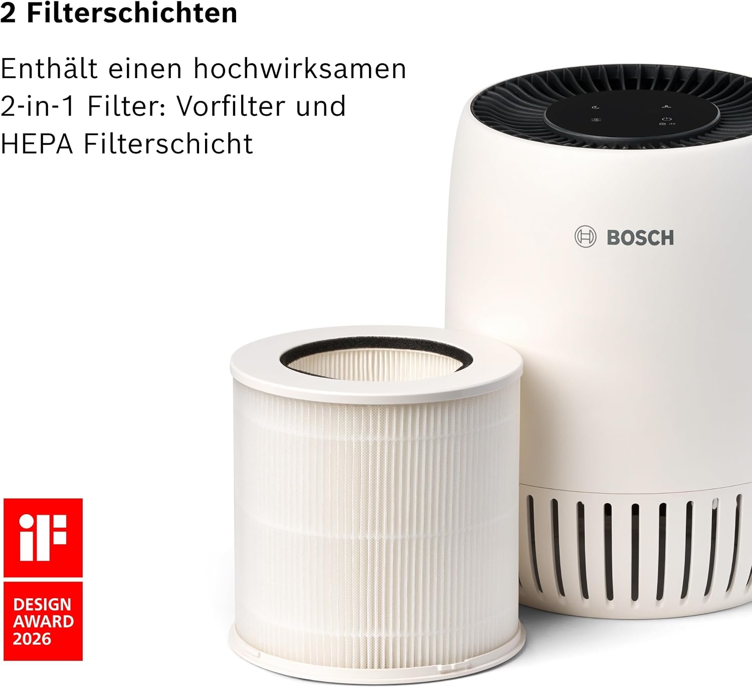 HEPA-Luftreiniger für bis zu 23 m² | CADR 100 m³/h | Weiß | bis zu 34% sparen