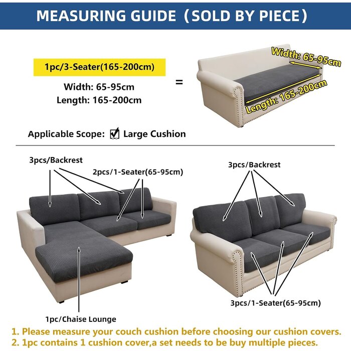 Dehnbarer Sofa-Kissenbezug, Dunkelgrau, 165-200 cm - bis zu 33% reduziert