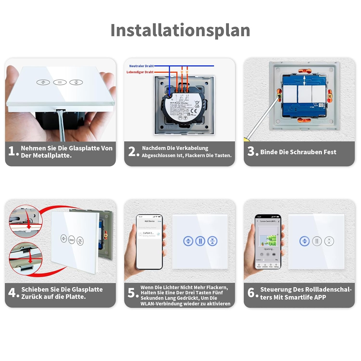 Smarter WLAN Touch-Rollladenschalter - Weiß - Bis zu 31% Rabatt