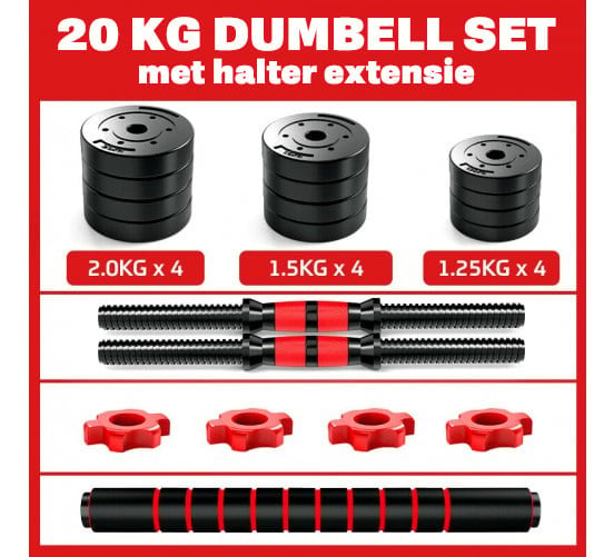 Viking Choice 20 kg Hantelset verstellbar - 2-in-1 Kurzhantel & Langhantel - bis zu 37% Rabatt