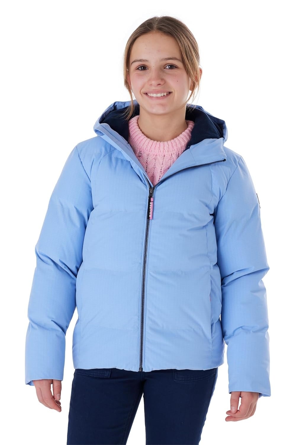 Mädchen Steppjacke mit Kapuze, Schwarz-Blau - Jetzt bis zu 29% sparen