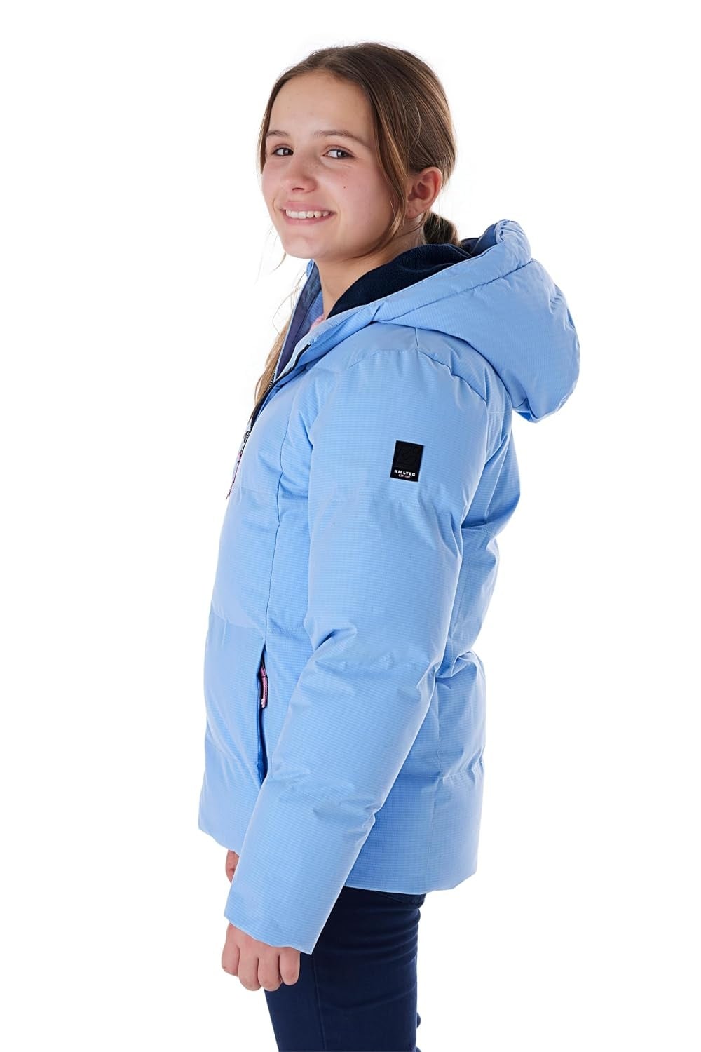 Mädchen Steppjacke mit Kapuze, Schwarz-Blau - Jetzt bis zu 29% sparen