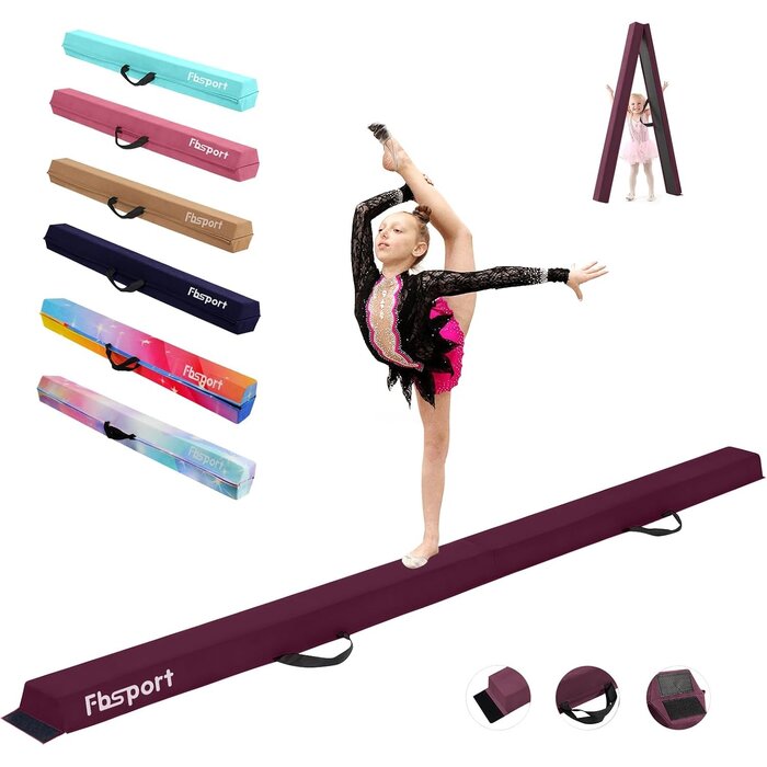 Klappbarer Gymnastikbalken 240 cm - Lila - Turngerät für Kinder bis zu 34% Rabatt
