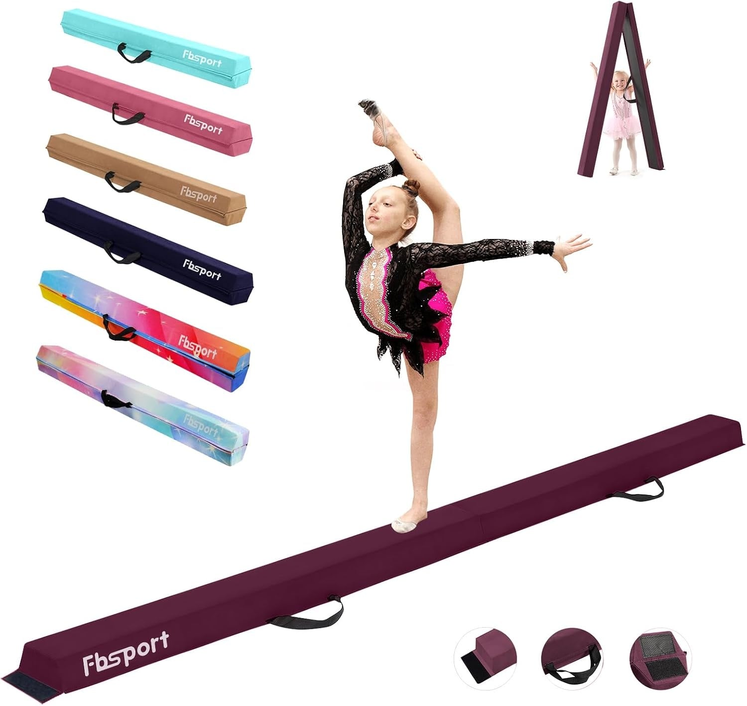 Klappbarer Gymnastikbalken 240 cm - Lila - Turngerät für Kinder bis zu 34% Rabatt