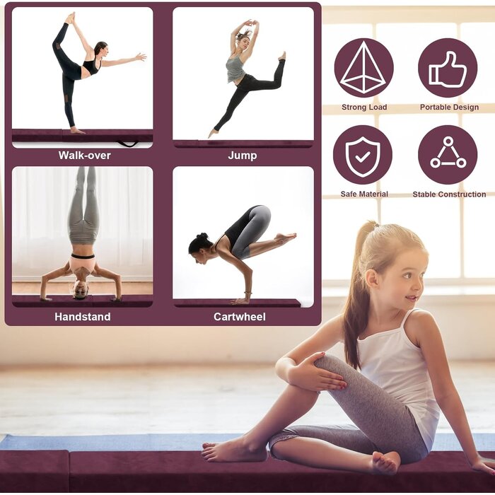 Klappbarer Gymnastikbalken 240 cm - Lila - Turngerät für Kinder bis zu 34% Rabatt