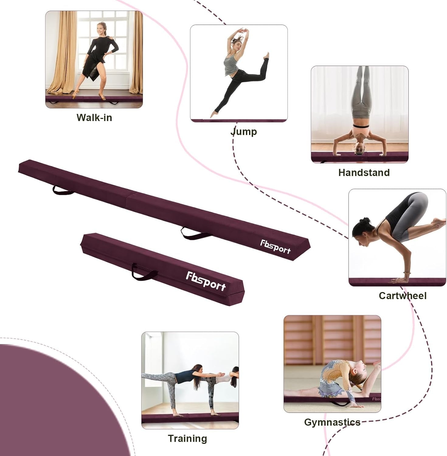 Klappbarer Gymnastikbalken 240 cm - Lila - Turngerät für Kinder bis zu 34% Rabatt