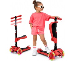3-Rad Kinderroller mit Sitz & LED-Rädern - Rot - 49% Rabatt