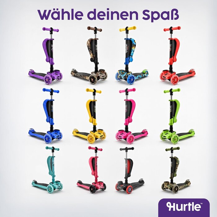 3-Rad Kinderroller mit Sitz & LED, höhenverstellbar, Rot - bis zu 33% Rabatt