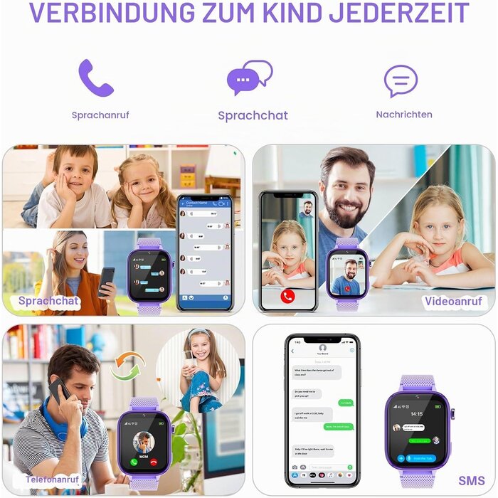 4G Smartwatch für Kinder - GPS & Videotelefonie - Lila - bis zu 34% reduziert
