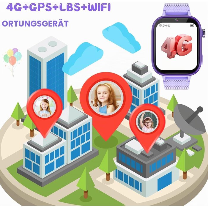 4G Smartwatch für Kinder - GPS & Videotelefonie - Lila - bis zu 34% reduziert