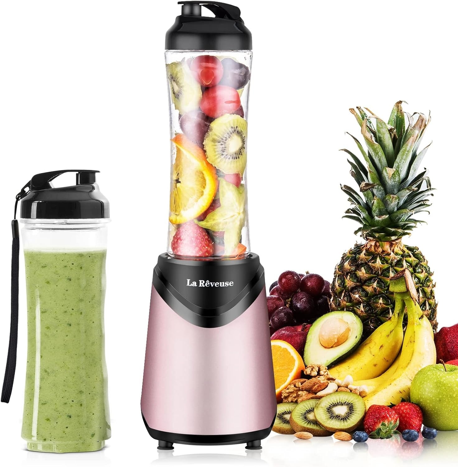 Smoothie-Mixer 300W in Rosa inkl. 2 Reisebechern - Outlet: bis zu 32% sparen