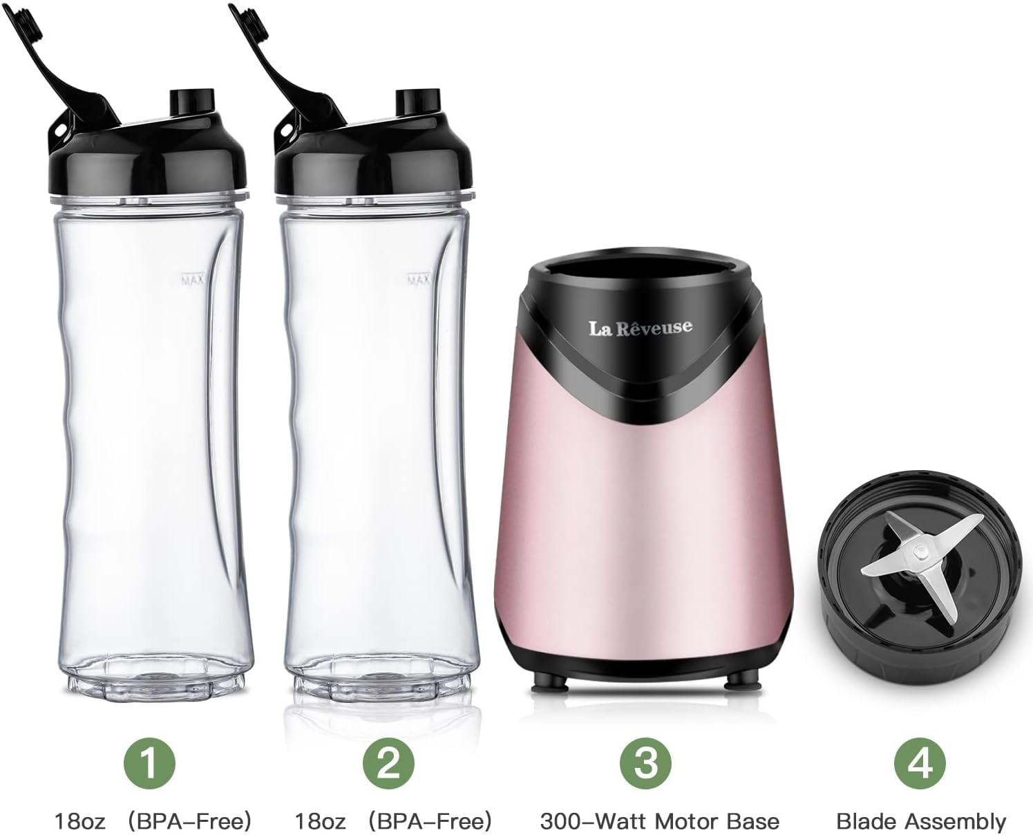 Smoothie-Mixer 300W in Rosa inkl. 2 Reisebechern - Outlet: bis zu 32% sparen