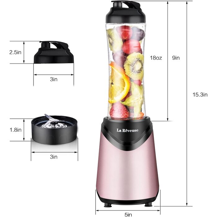 Smoothie-Mixer 300W in Rosa inkl. 2 Reisebechern - Outlet: bis zu 32% sparen