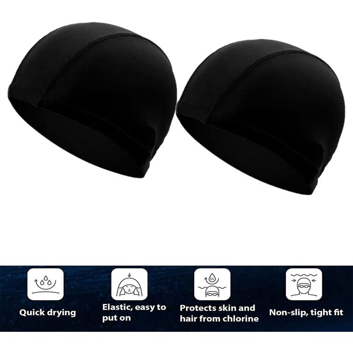 2er Set Badekappen für Damen, Herren & Kinder - Schwarz - bis zu 27% sparen