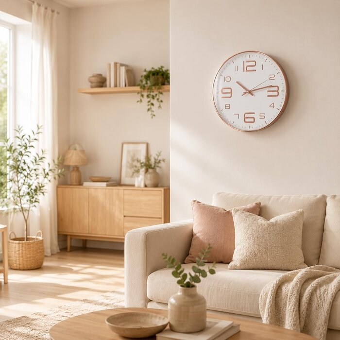 Moderne Wanduhr in Roségold 30 cm - Lautlos & stilvoll - Bis zu 27% sparen