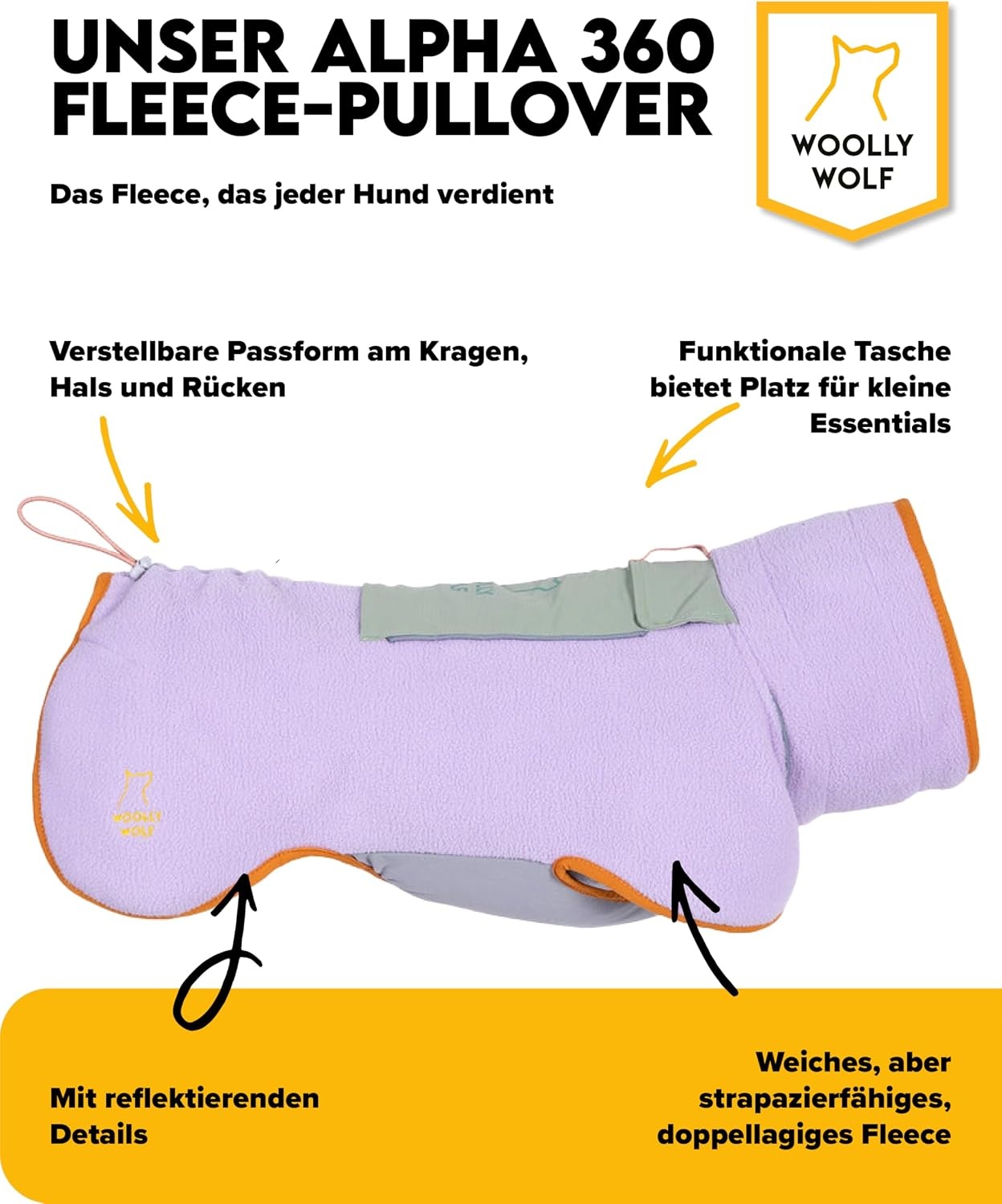 Hundepullover Fleece für mittelgroße Hunde, Lavendel - bis zu 33% reduziert