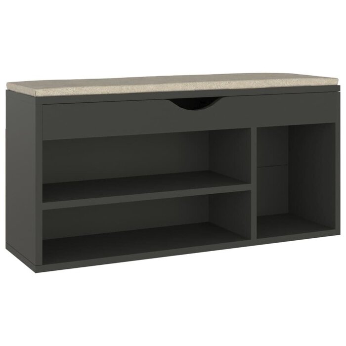 Vidaxl Moderne Schuhbank mit Sitzkissen - Grau, 104 cm - bis zu 34% sparen