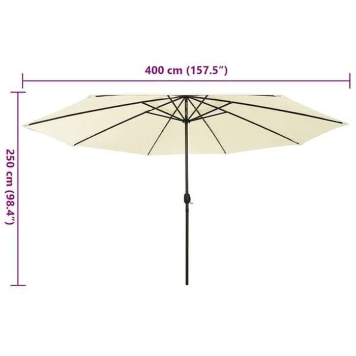 Vidaxl Großer LED-Sonnenschirm 400 cm, Sandfarben - bis zu 34% Rabatt