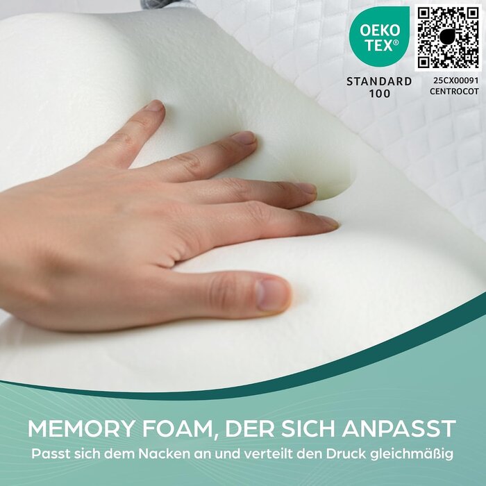 Ergonomisches Memory-Schaum Nackenkissen 62x40x13 cm - bis zu 33% Rabatt