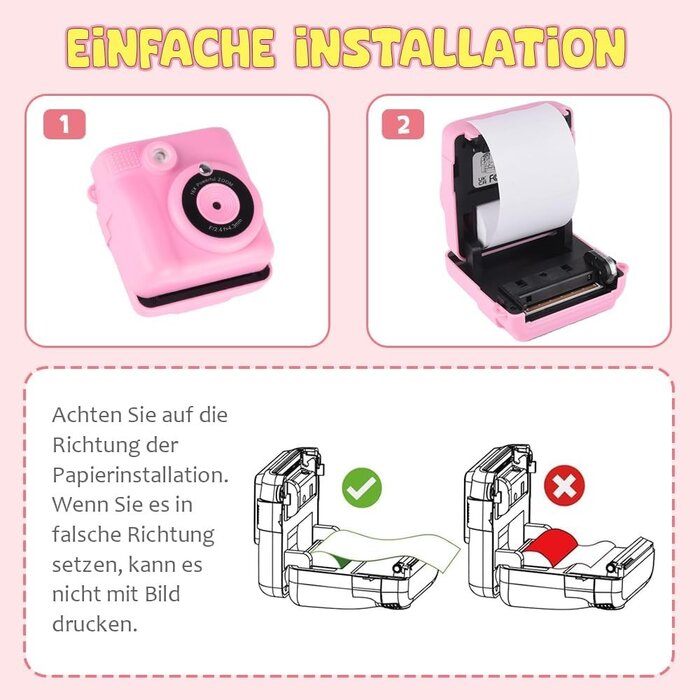 Digitale Kinderkamera mit Sofortdruck - Rosa, inkl. Zubehör | bis zu 32% Rabatt