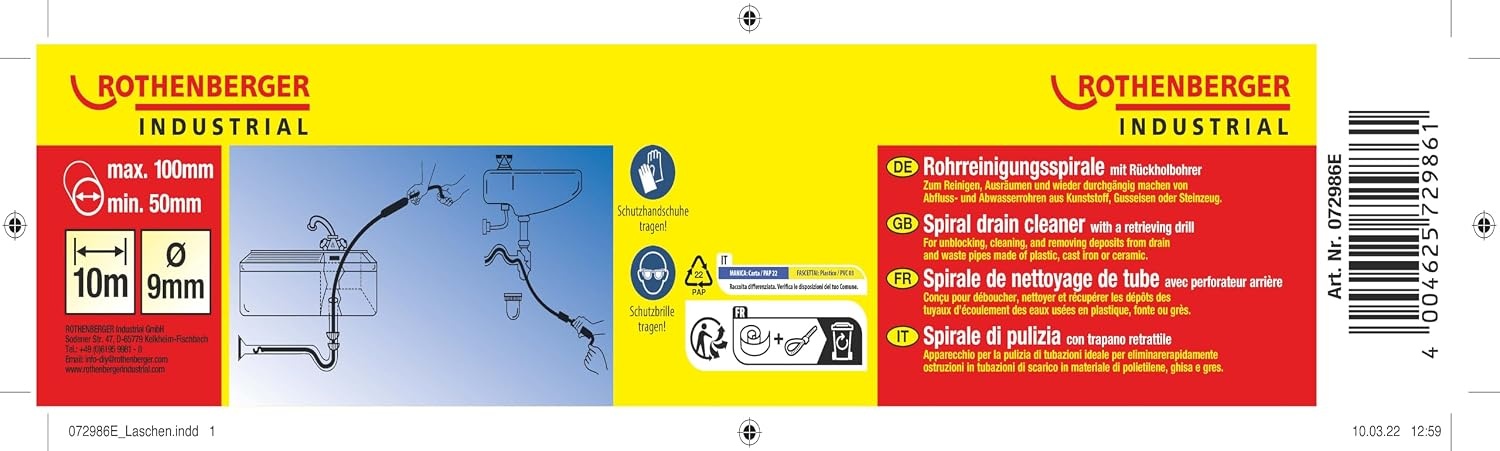 Rohrreinigungswelle 10 m | Ø 9 mm | Federstahl | Outlet bis zu 32% sparen