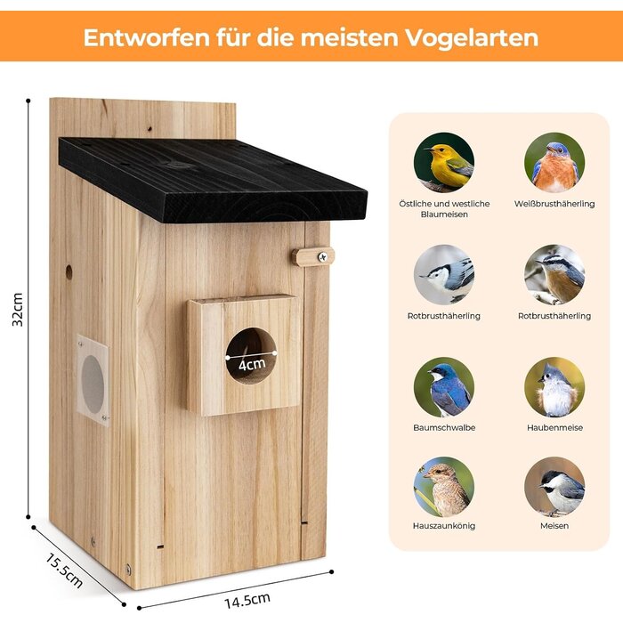 Smartes Vogelhaus mit 4MP Kamera - Naturholz - bis zu 34% Rabatt