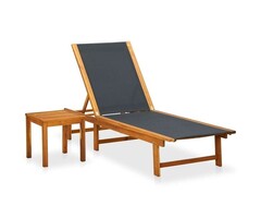 Vidaxl Sonnenliege mit Beistelltisch Akazienholz Schwarz - 60% Rabatt