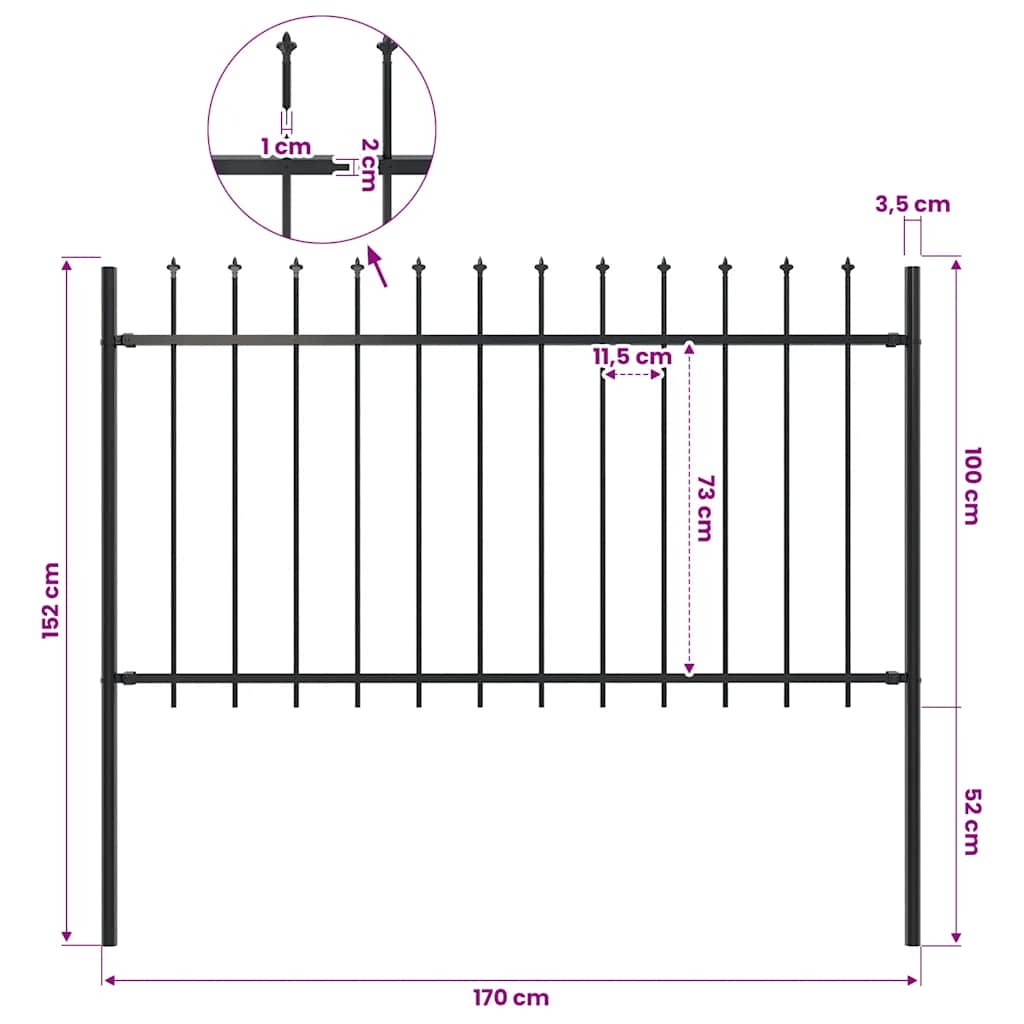 Vidaxl Gartenzaun mit Speerspitzen 180x150cm Schwarz - Bis zu 34% Rabatt sparen