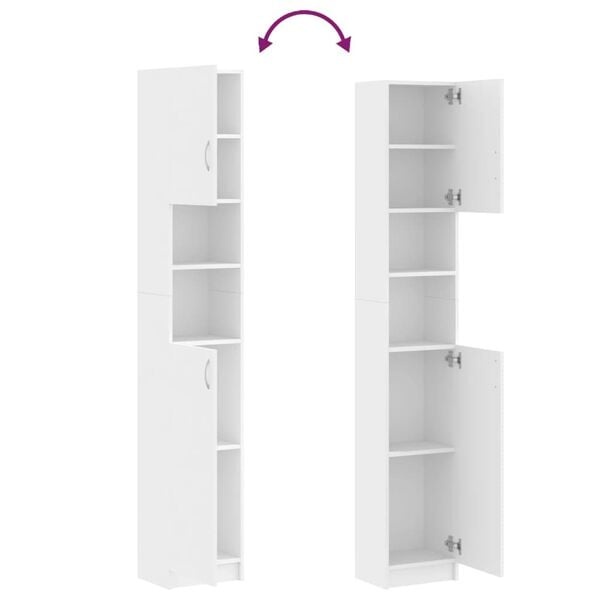 Vidaxl Schmaler Badezimmerschrank, 32x25,5x190 cm, Weiß - Jetzt bis zu 34% Rabatt