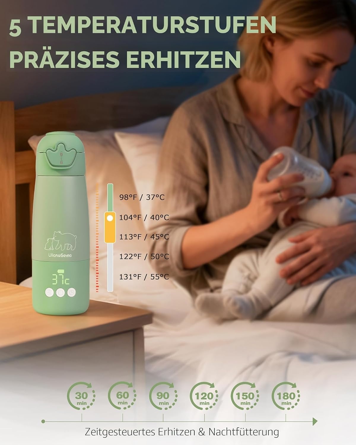 Tragbarer Flaschenwärmer, 350 ml, 11400 mAh, 5 Stufen - bis zu 33% reduziert