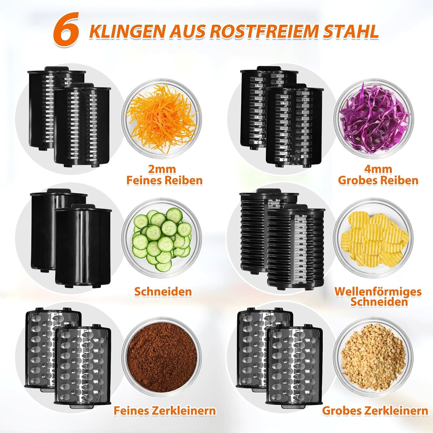 Elektrische 6-in-1 Käsereibe & Gemüseschneider 250W - bis zu 34% Rabatt