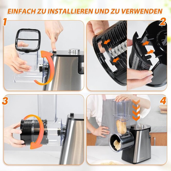 Elektrische 6-in-1 Käsereibe & Gemüseschneider 250W - bis zu 34% Rabatt
