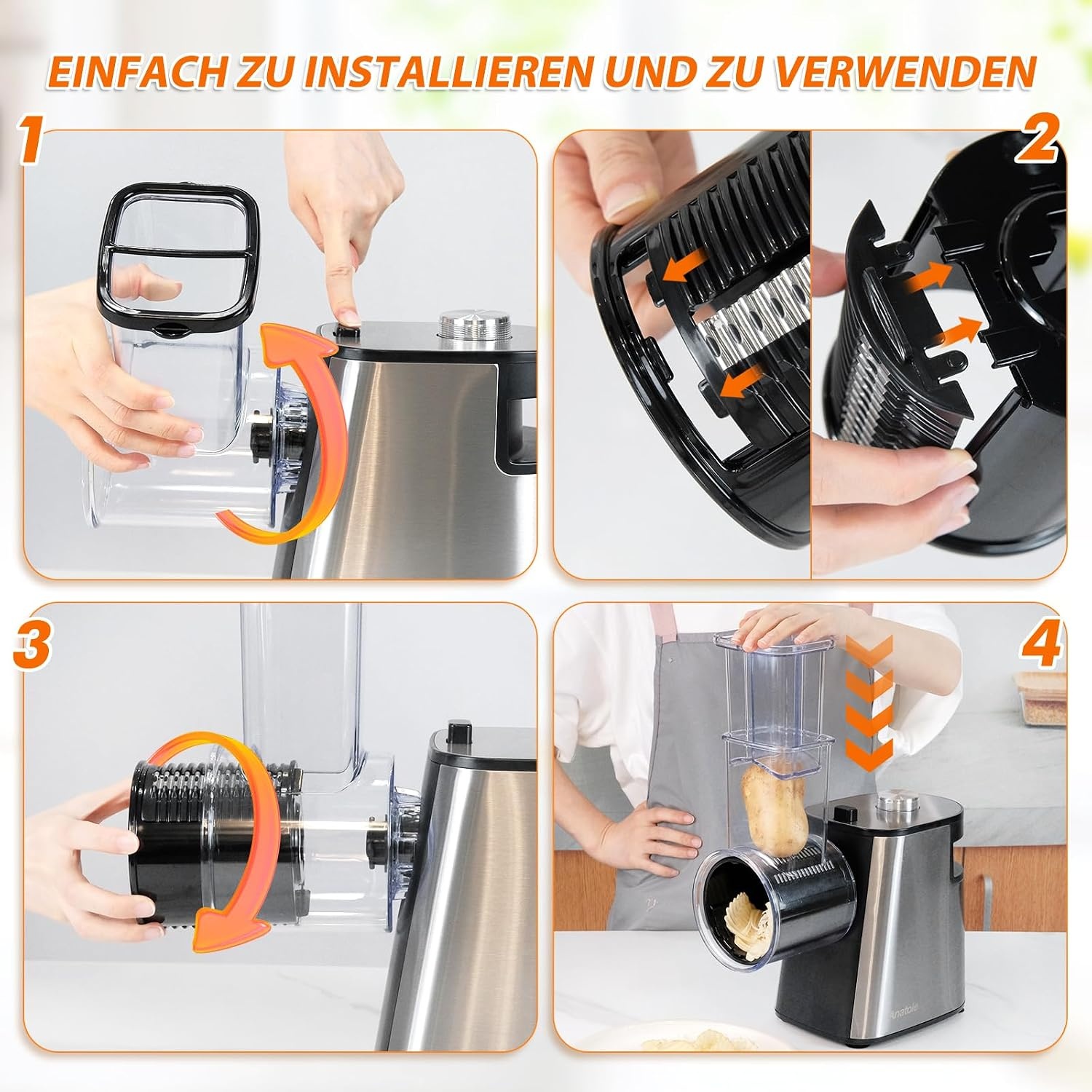 Elektrische 6-in-1 Käsereibe & Gemüseschneider 250W - bis zu 34% Rabatt