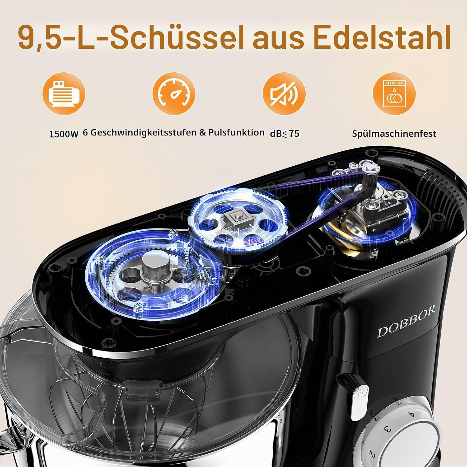 Profi Küchenmaschine 9,5L, 1500W - Leistungsstark & bis zu 34% günstiger