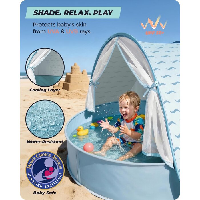 3-in-1 Baby Strandzelt mit UV-Schutz UPF 50+ - Outlet-Angebot bis zu 33% Rabatt
