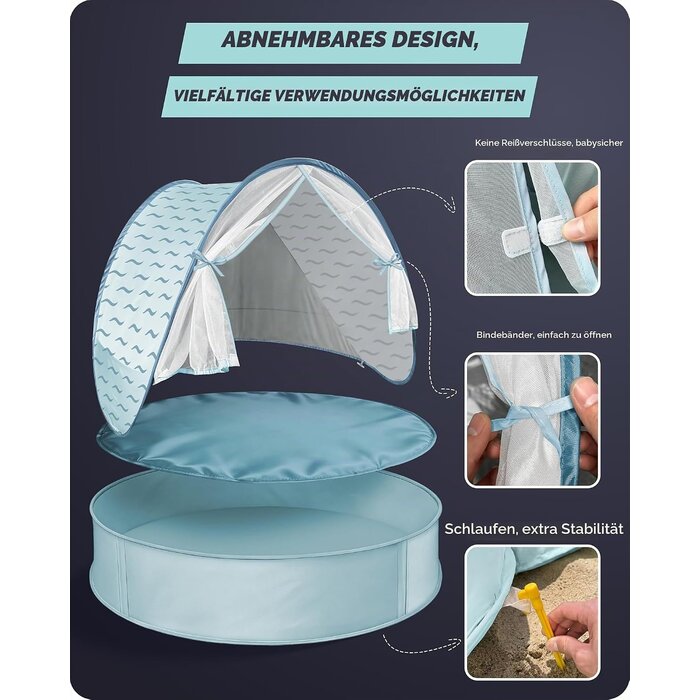 3-in-1 Baby Strandzelt mit UV-Schutz UPF 50+ - Outlet-Angebot bis zu 33% Rabatt