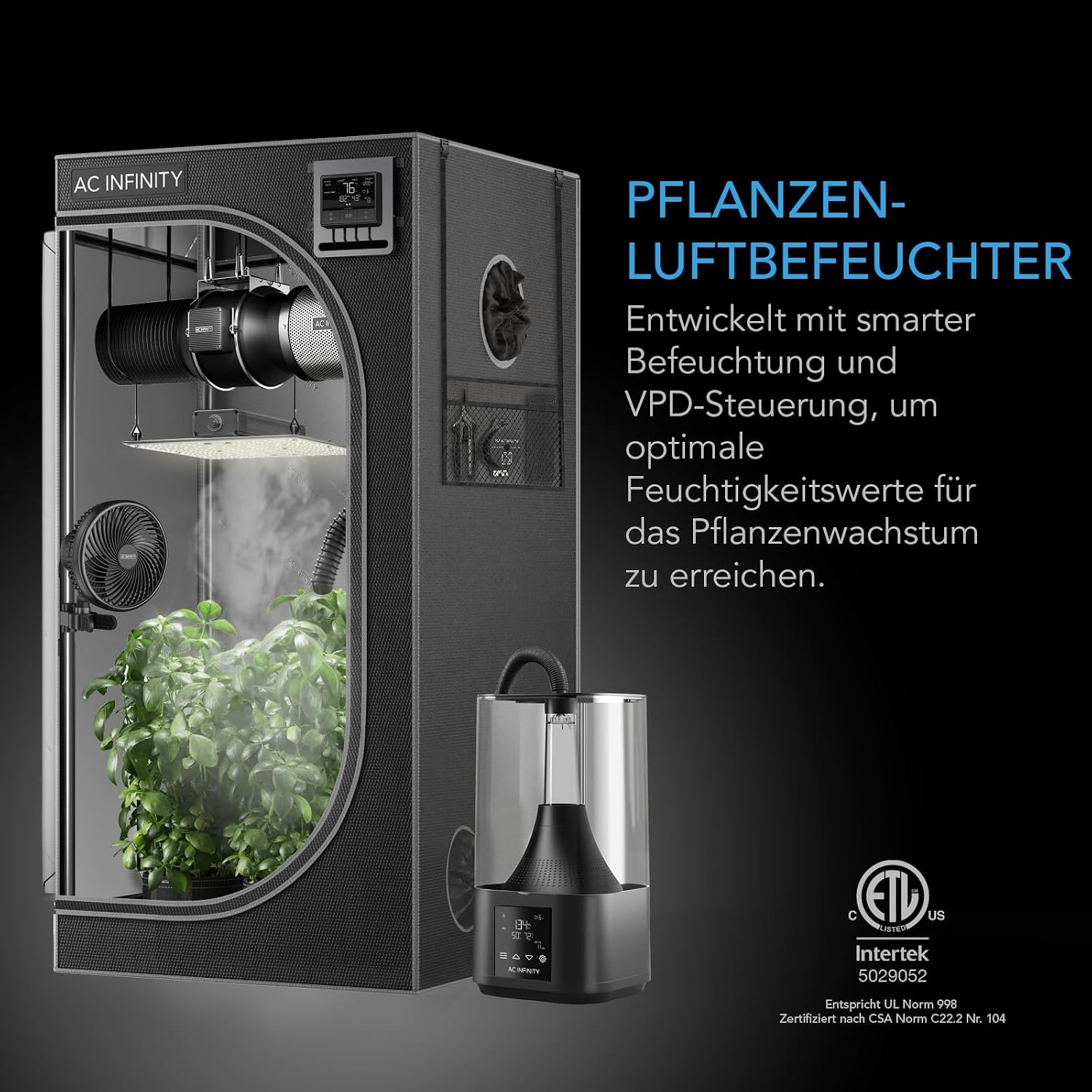 Profi-Luftbefeuchter für Grow-Boxen, 4,5L, mit VPD-Steuerung - bis zu 34% Rabatt