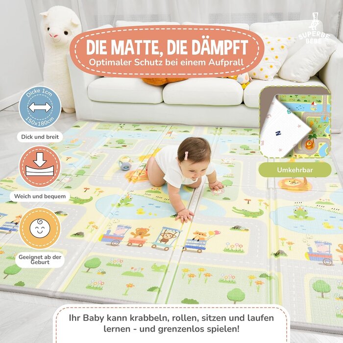 Faltbare Krabbelmatte 150x180cm für Babys - bis zu 32% Rabatt im Outlet