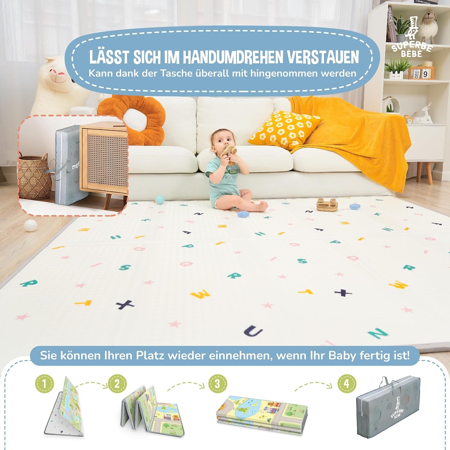 Faltbare Krabbelmatte 150x180cm für Babys - bis zu 32% Rabatt im Outlet
