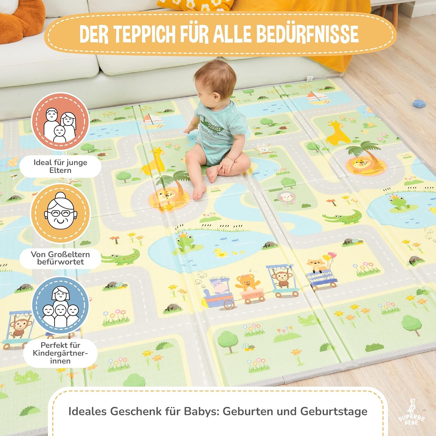 Faltbare Krabbelmatte 150x180cm für Babys - bis zu 32% Rabatt im Outlet