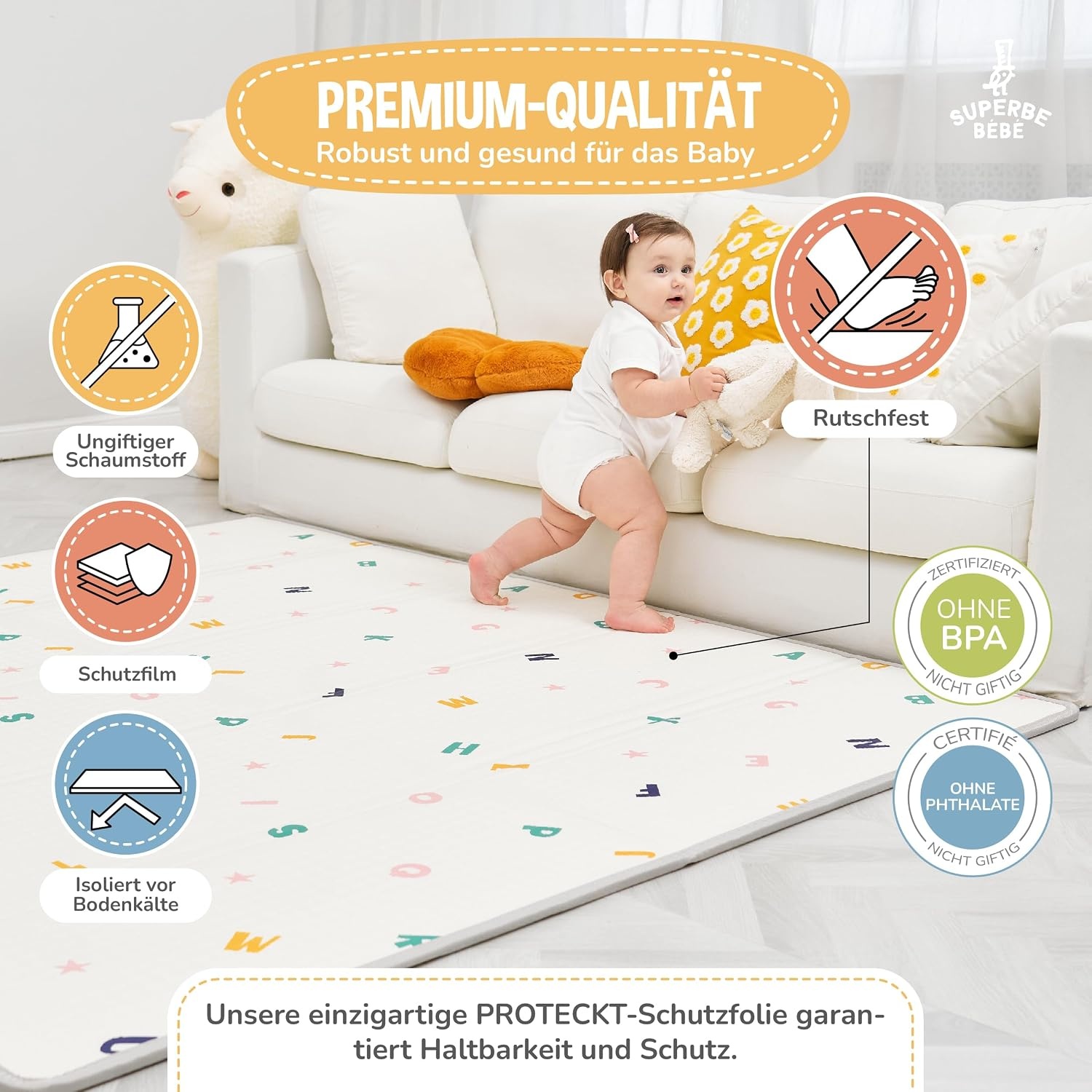 Faltbare Krabbelmatte 150x180cm für Babys - bis zu 32% Rabatt im Outlet