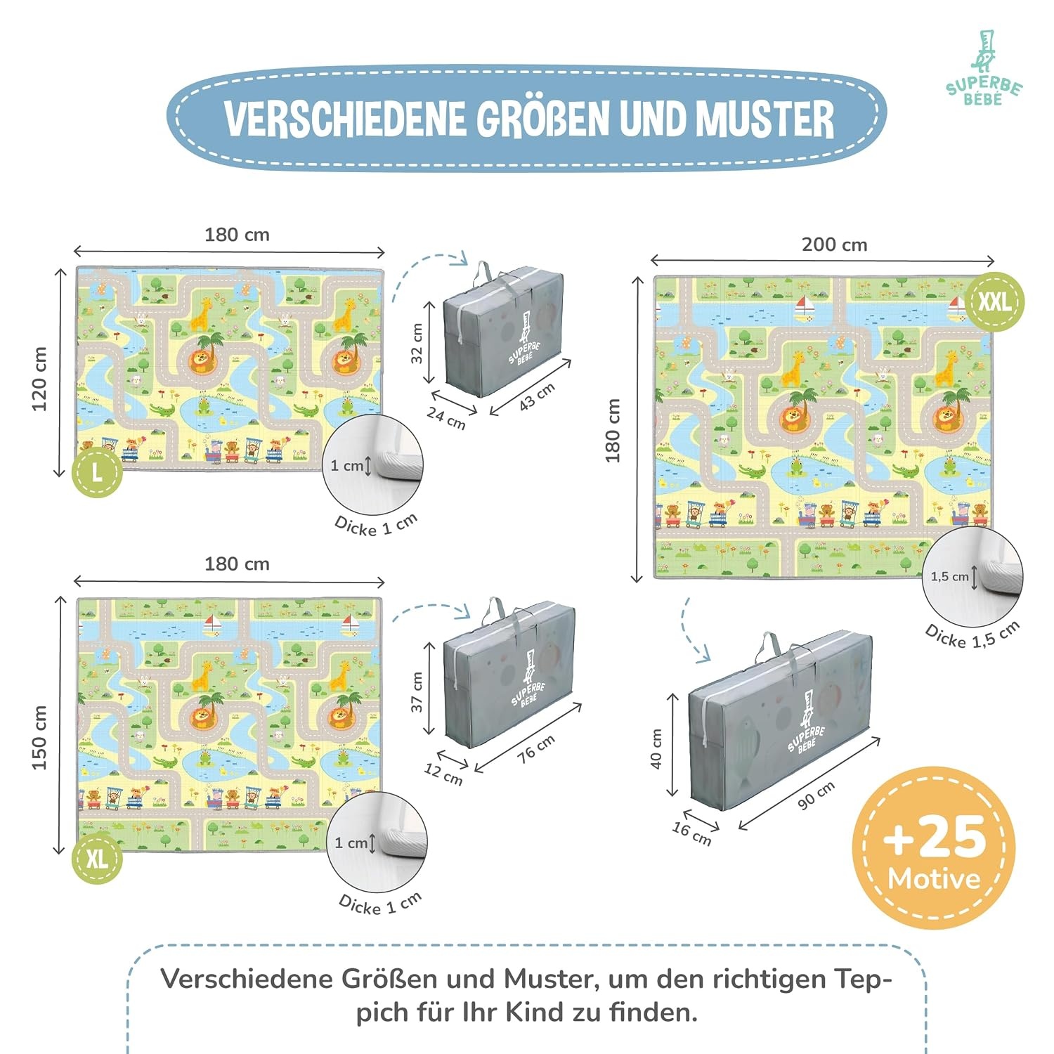 Faltbare Krabbelmatte 150x180cm für Babys - bis zu 32% Rabatt im Outlet